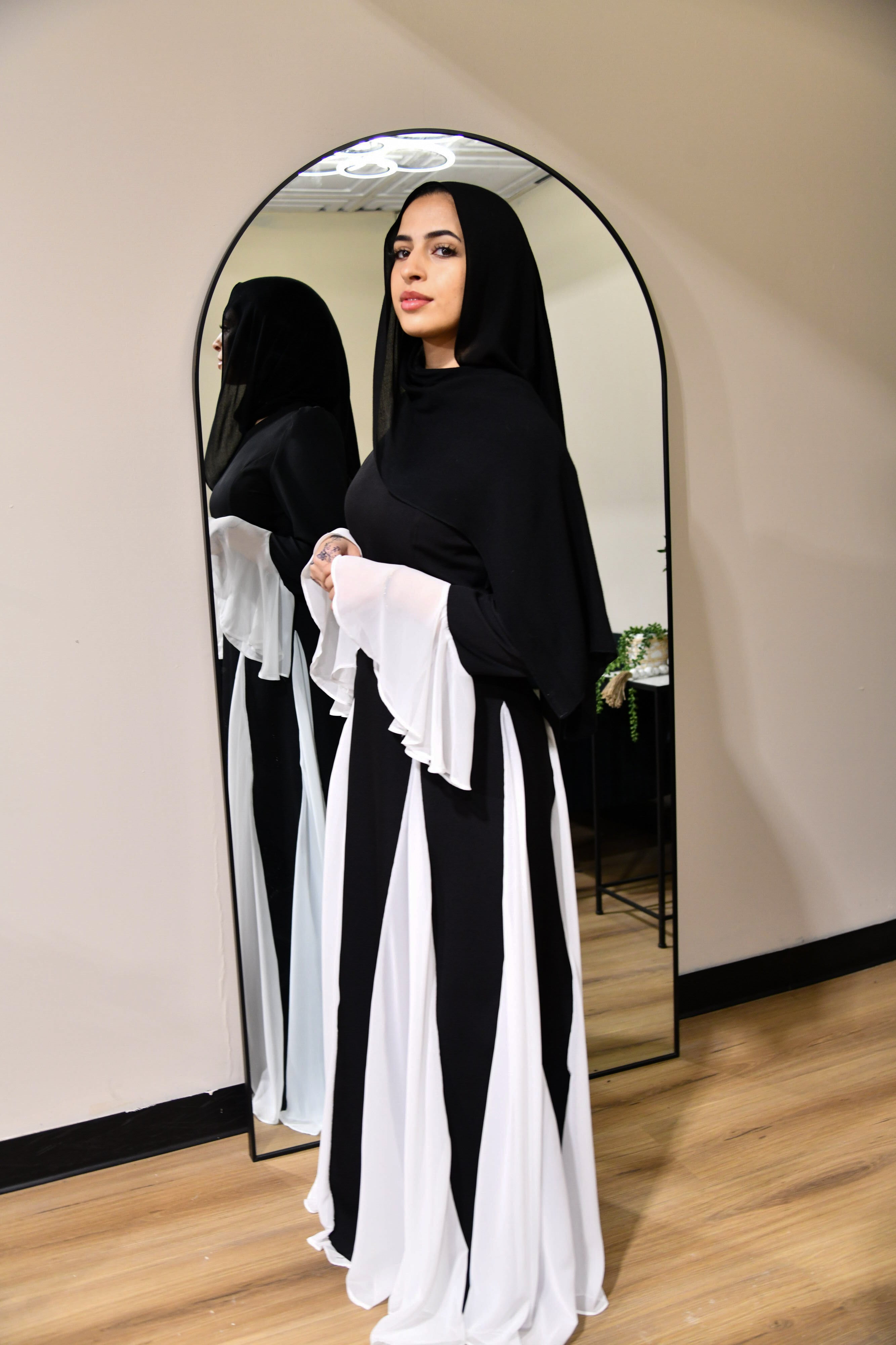 Dual Tone Maxi Dress - Black