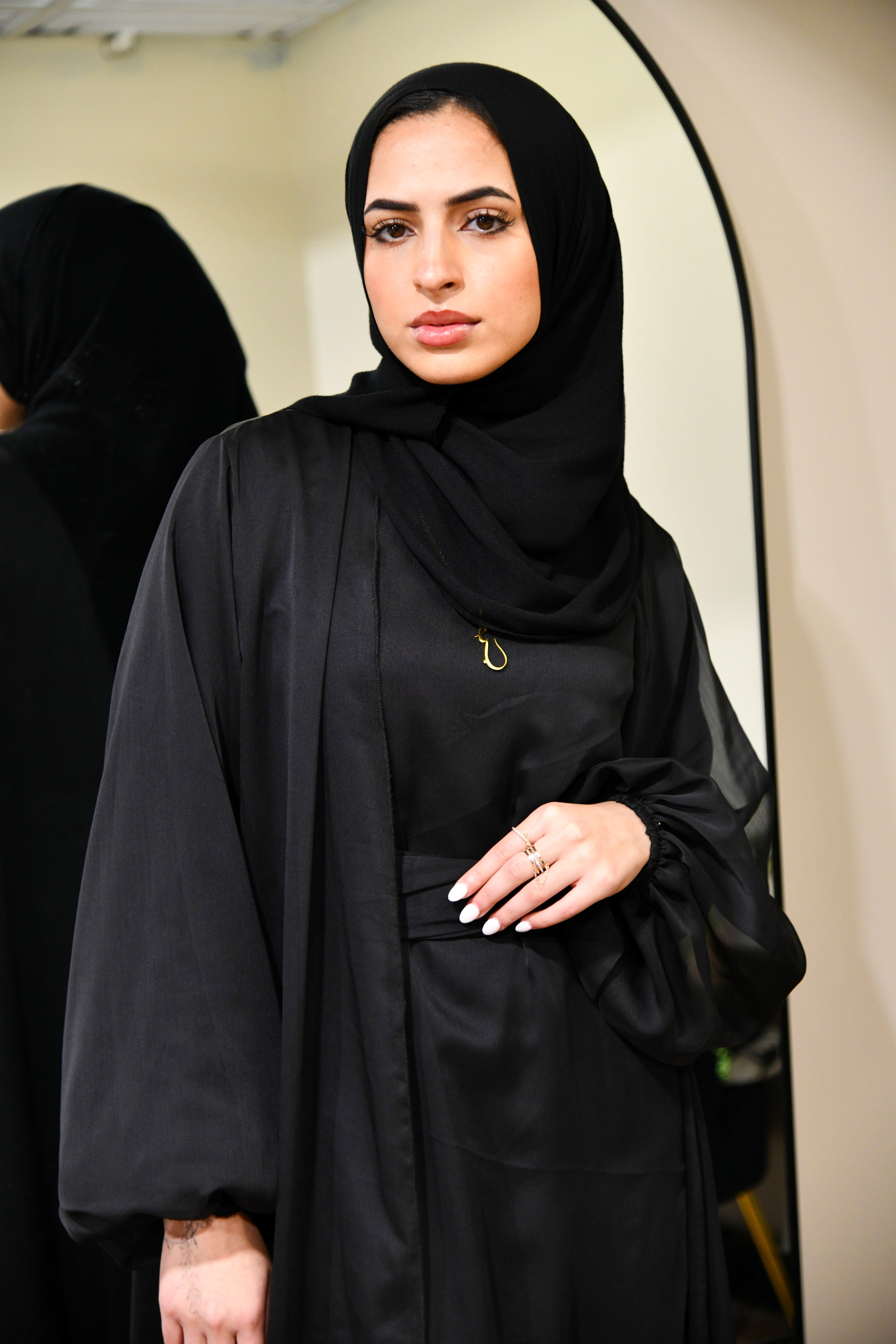 Chiffon Abaya 2 Piece Set - Black