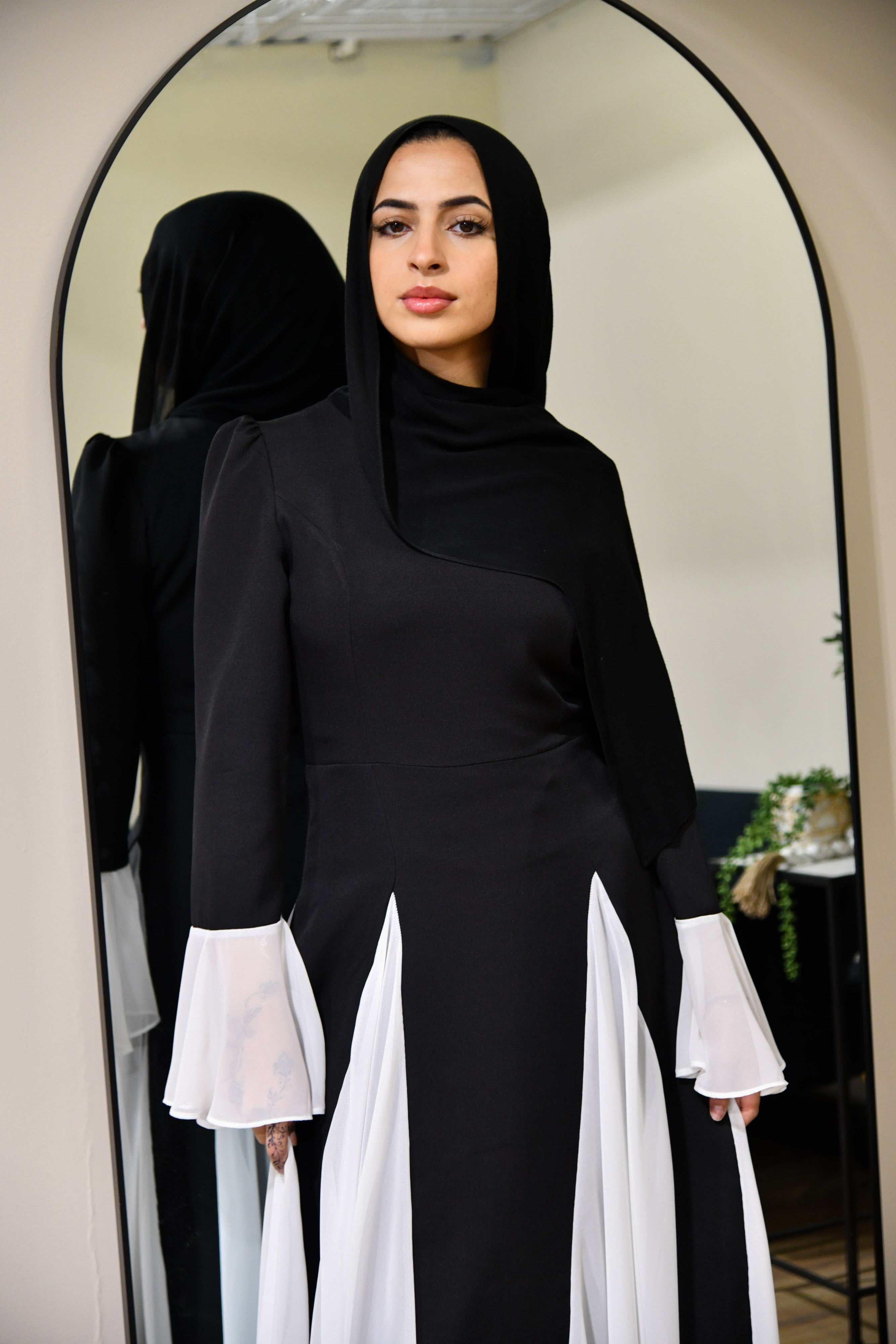 Dual Tone Maxi Dress - Black