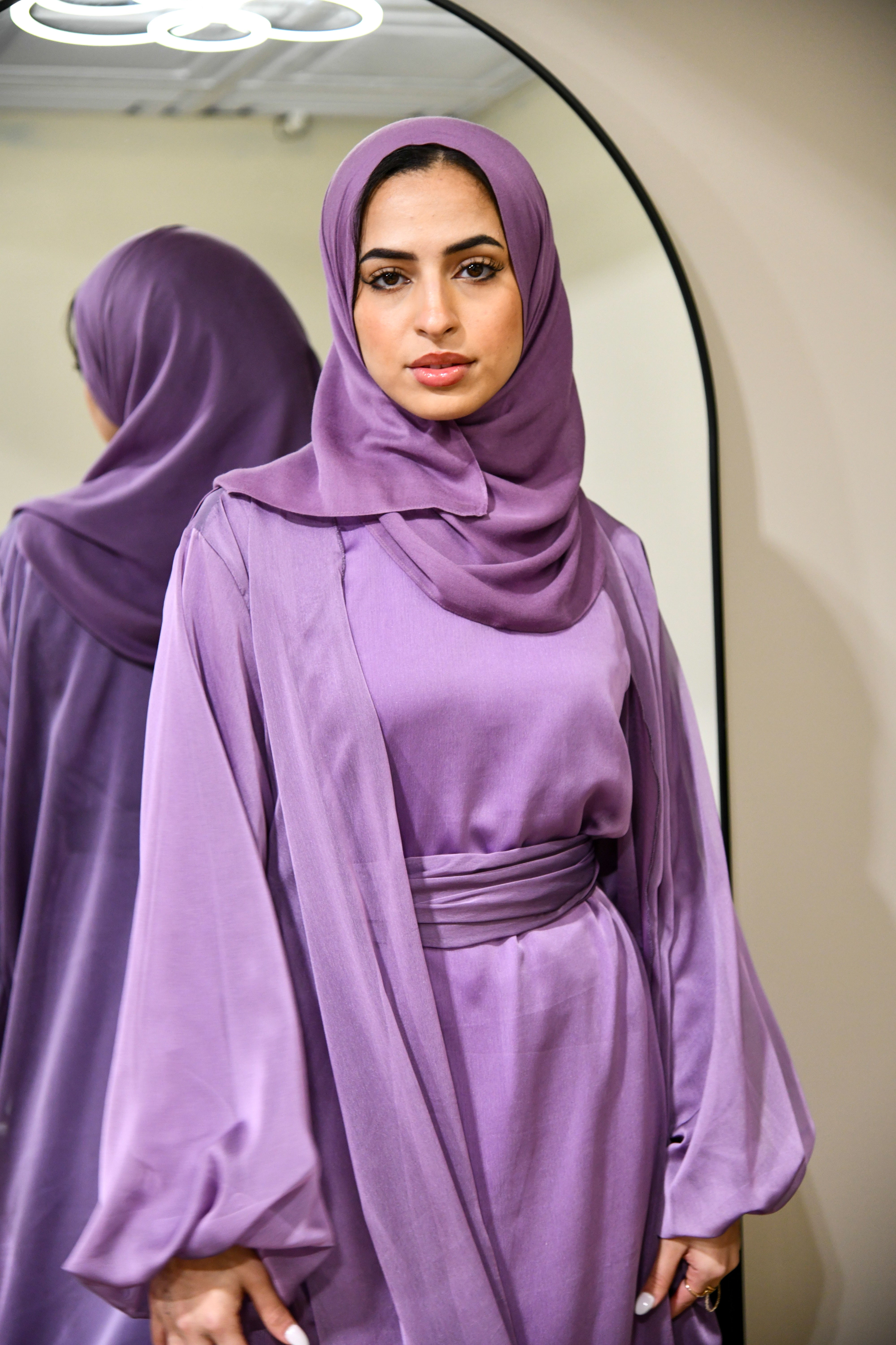 Chiffon Abaya 2 Piece Set - Lilac