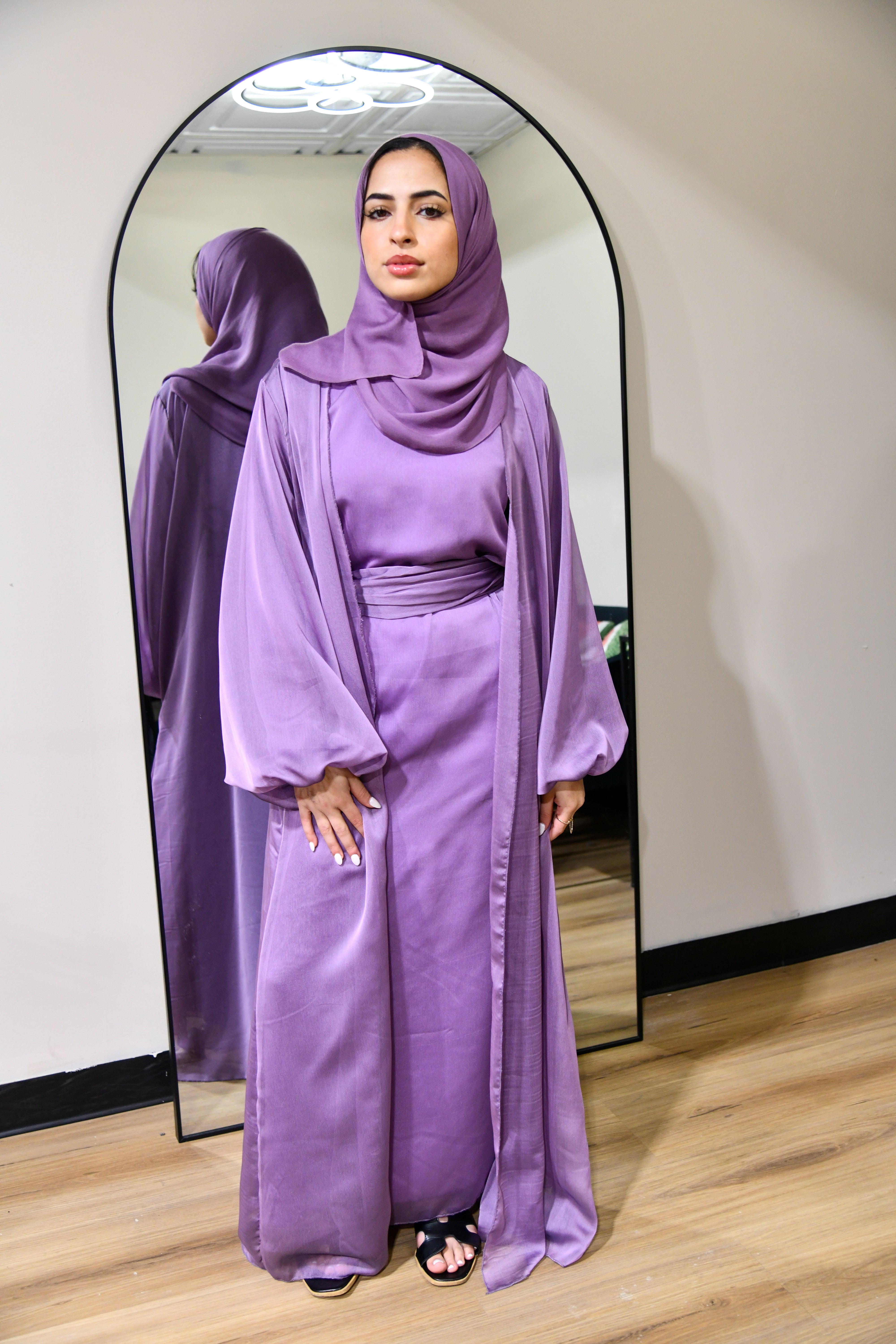 Chiffon Abaya 2 Piece Set - Lilac