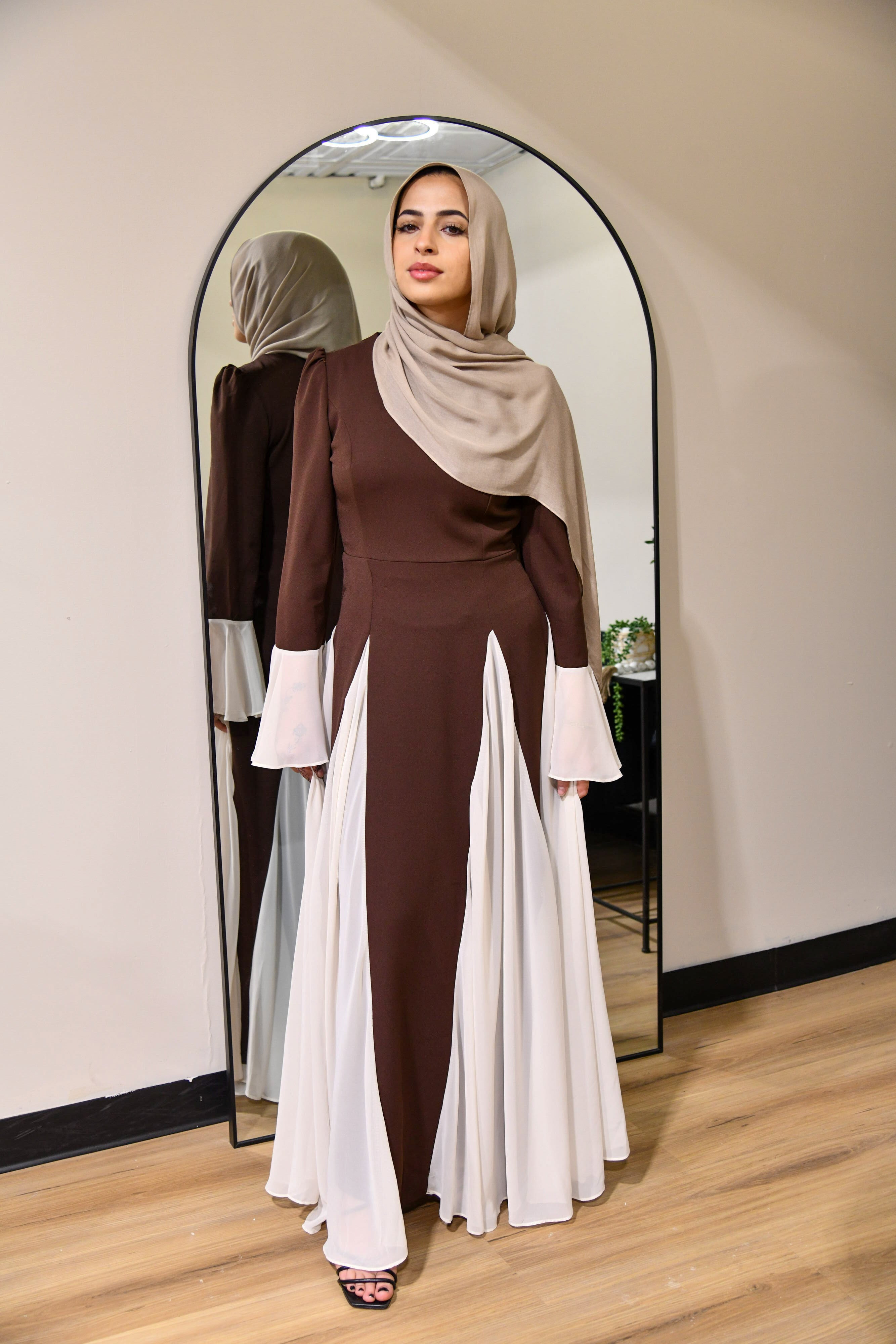 Dual Tone Maxi Dress - Brown