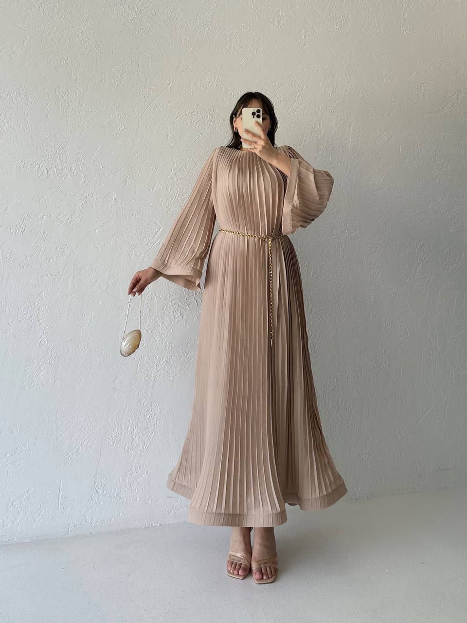 Chiffon Crepe Maxi Dress Dress - Nude