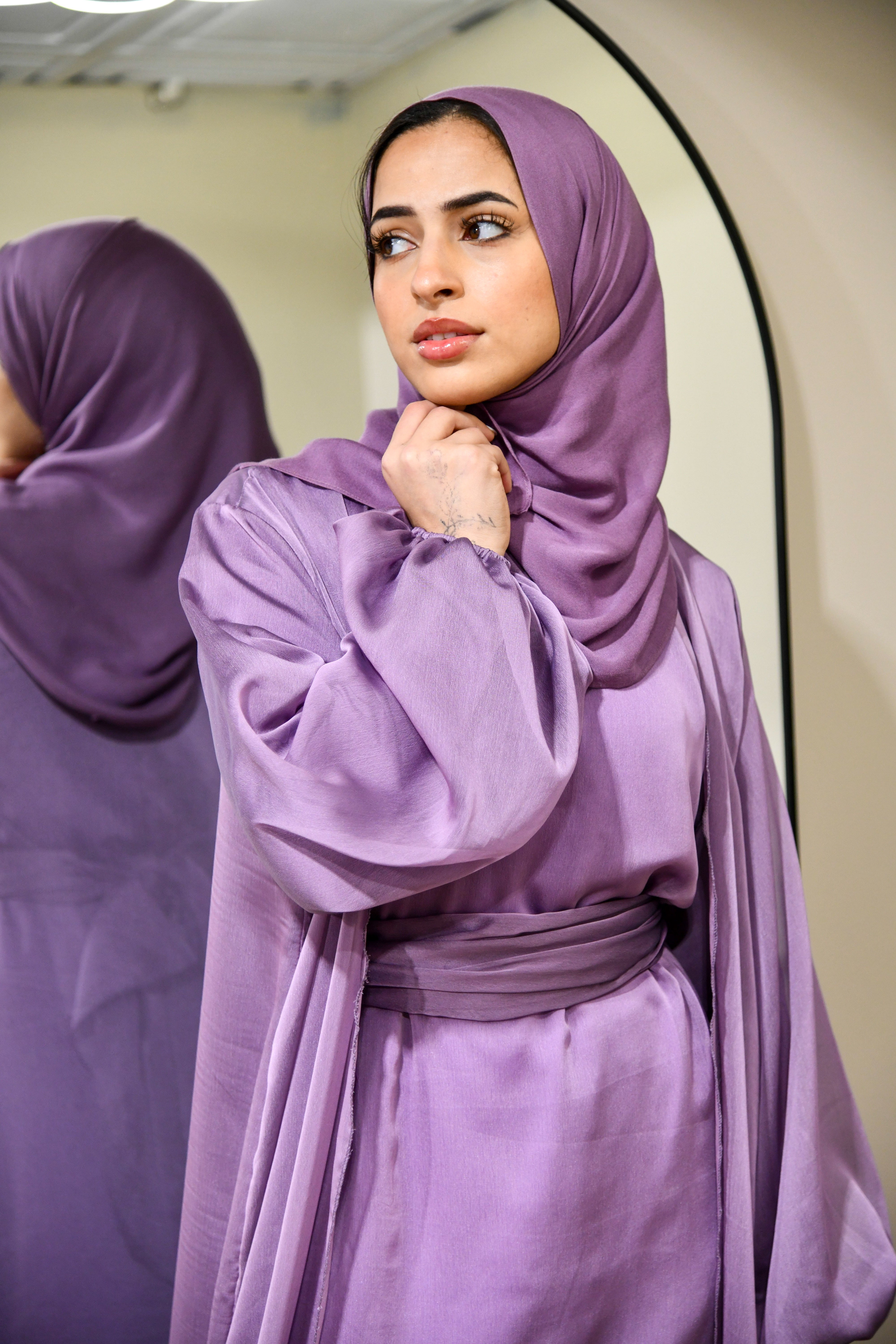 Chiffon Abaya 2 Piece Set - Lilac