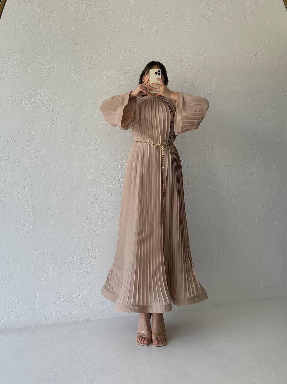 Chiffon Crepe Maxi Dress Dress - Nude