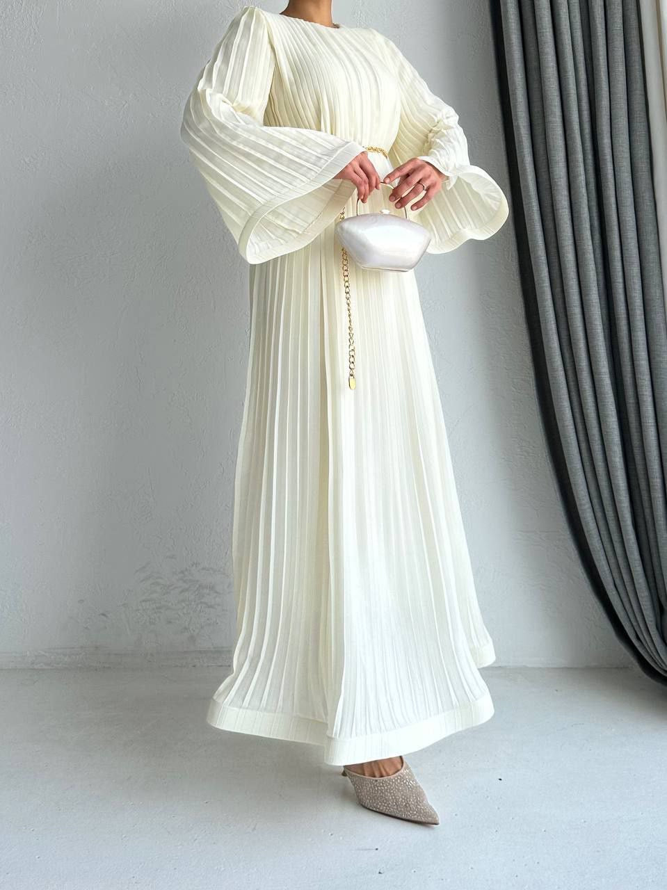 Chiffon Crepe Maxi Dress Dress - Off White