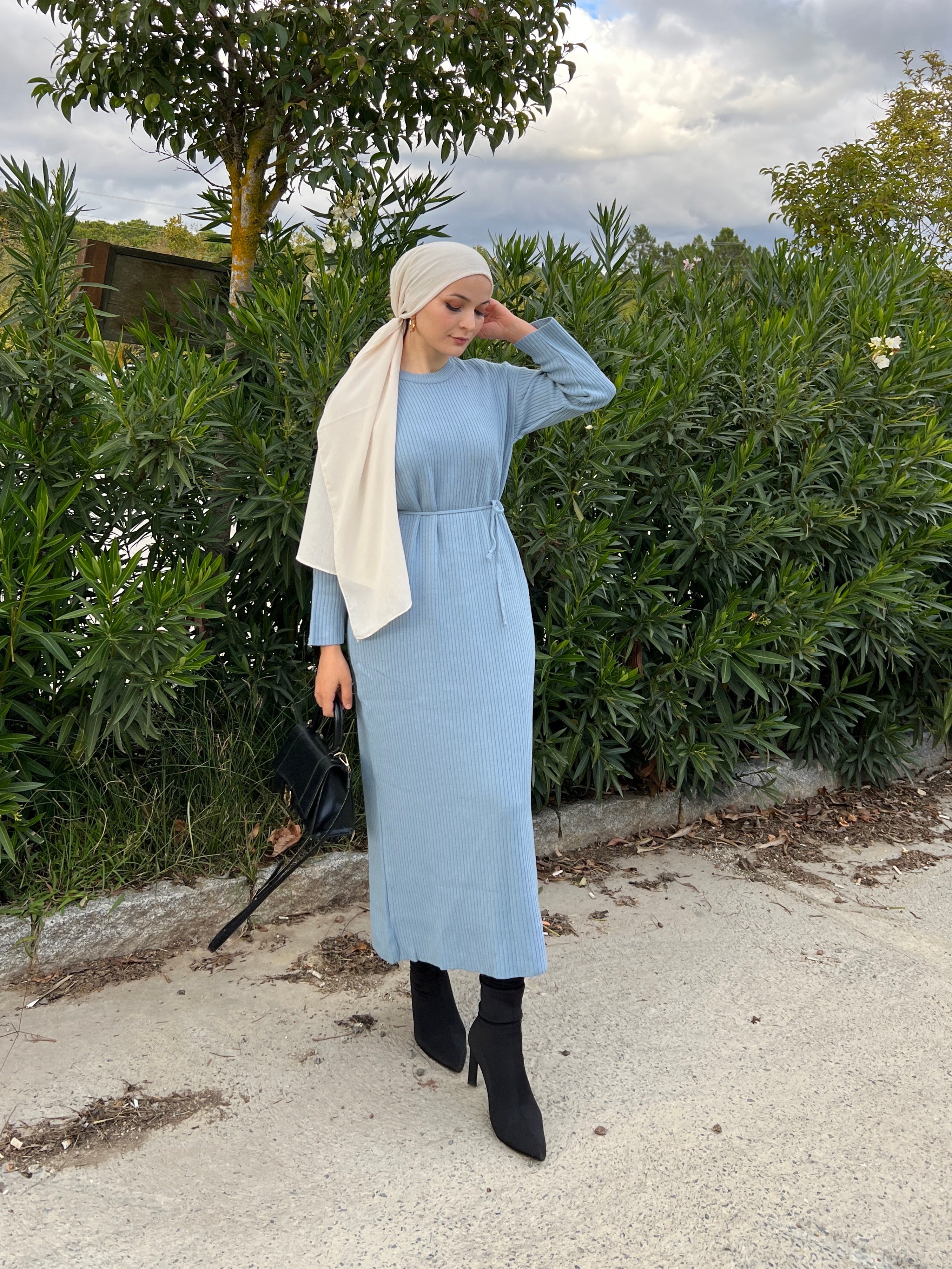 Amelia Knit Dress - Sky Blue