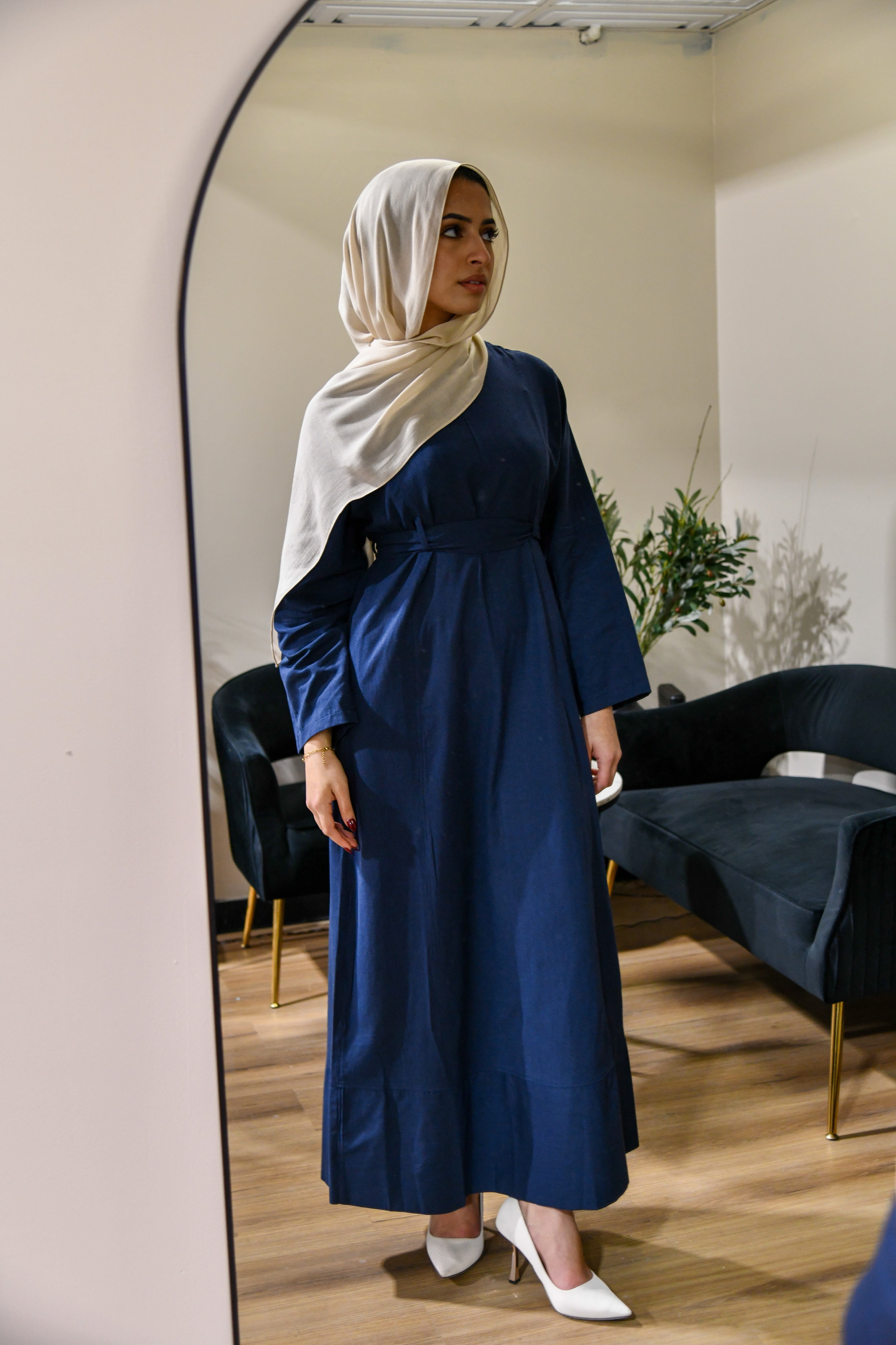 Linen Maxi Dress - Navy