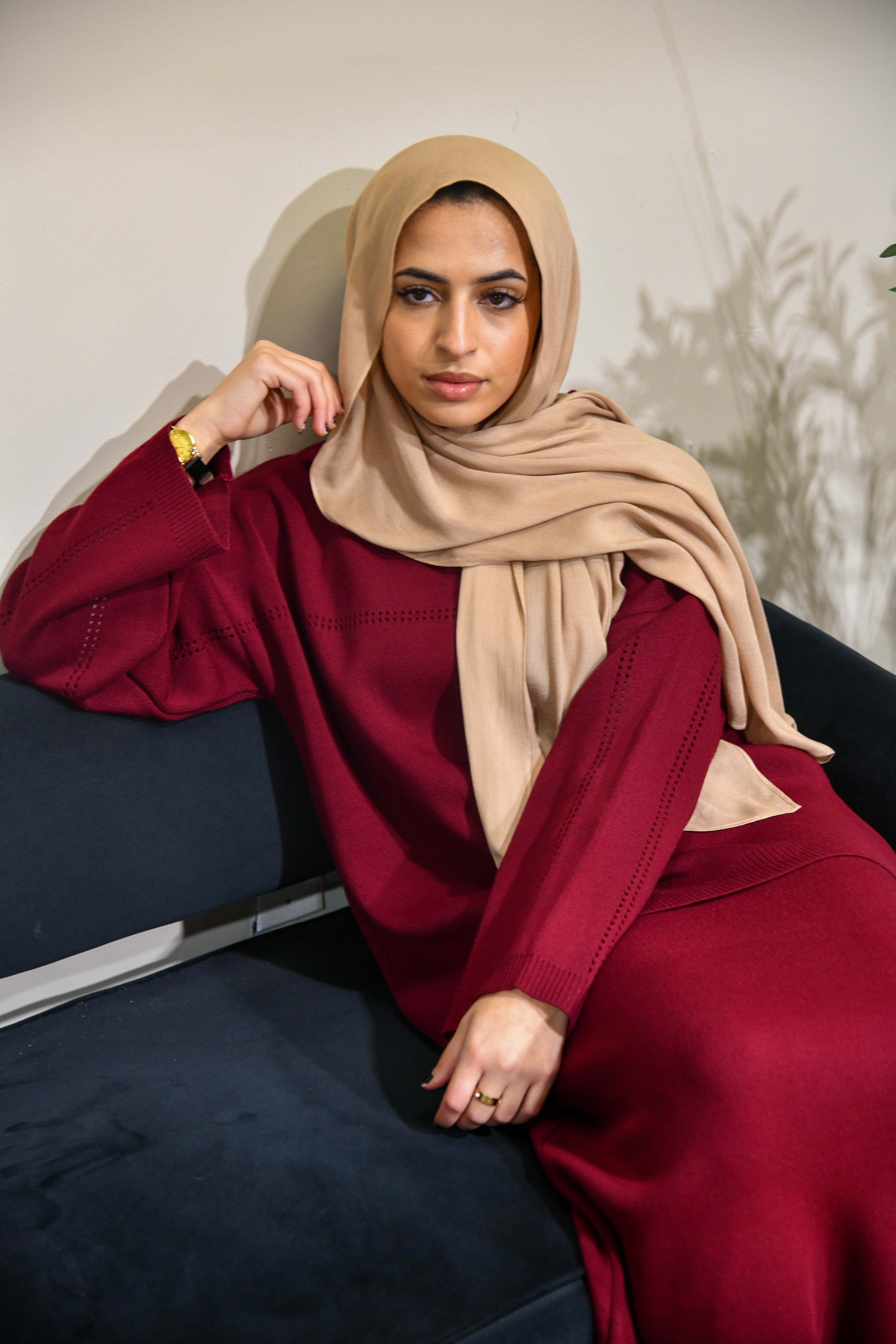 Fleece 2 Piece Skirt Set - Maroon