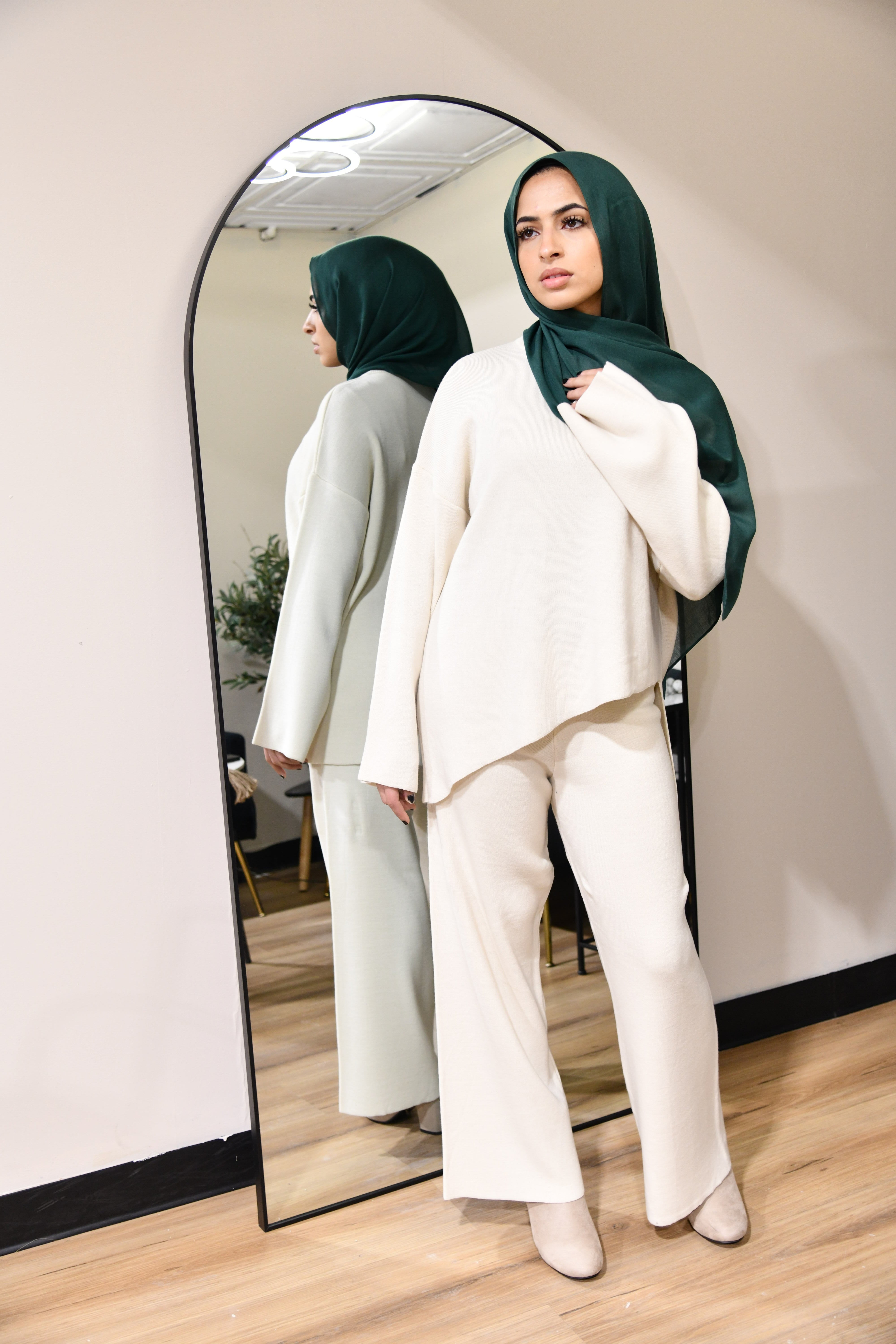 Fleece 2 Piece Knit Set - Off White