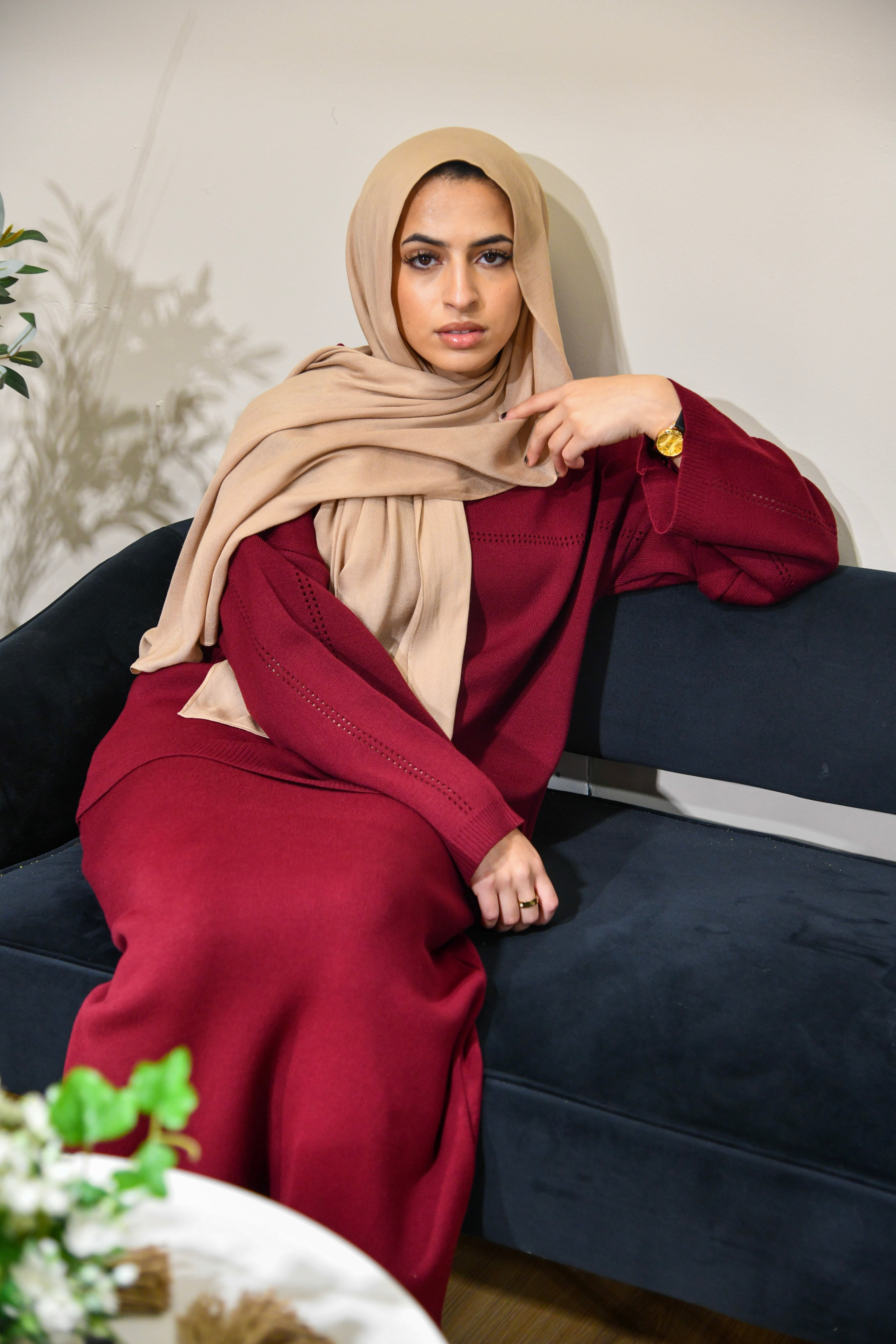 Fleece 2 Piece Skirt Set - Maroon