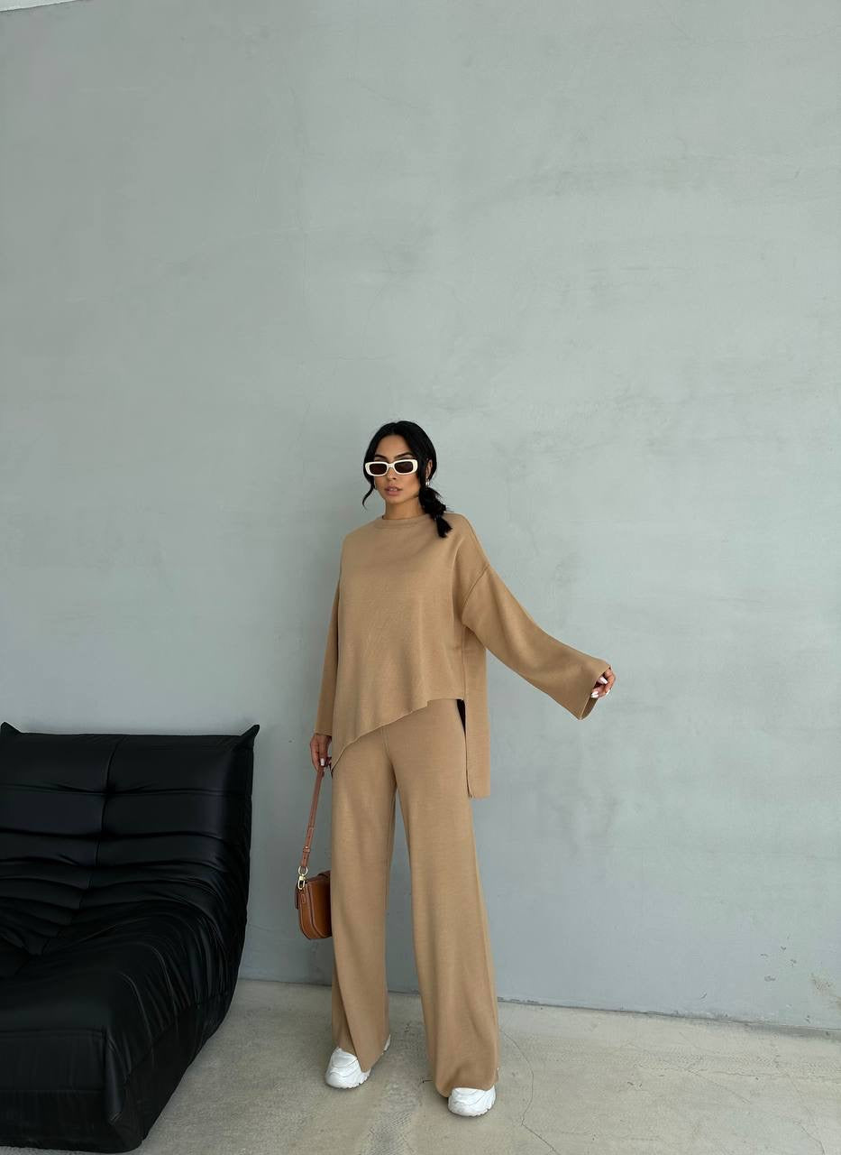 Fleece 2 Piece Knit Set - Mocha