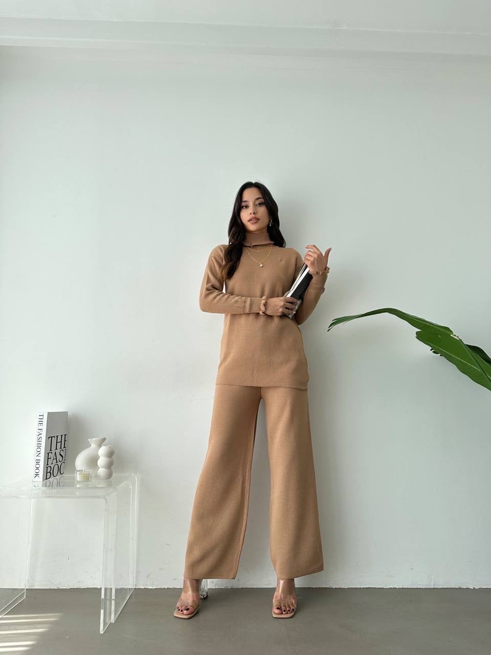 Leyla Knit Turtle Neck 2 Piece Set - Mocha