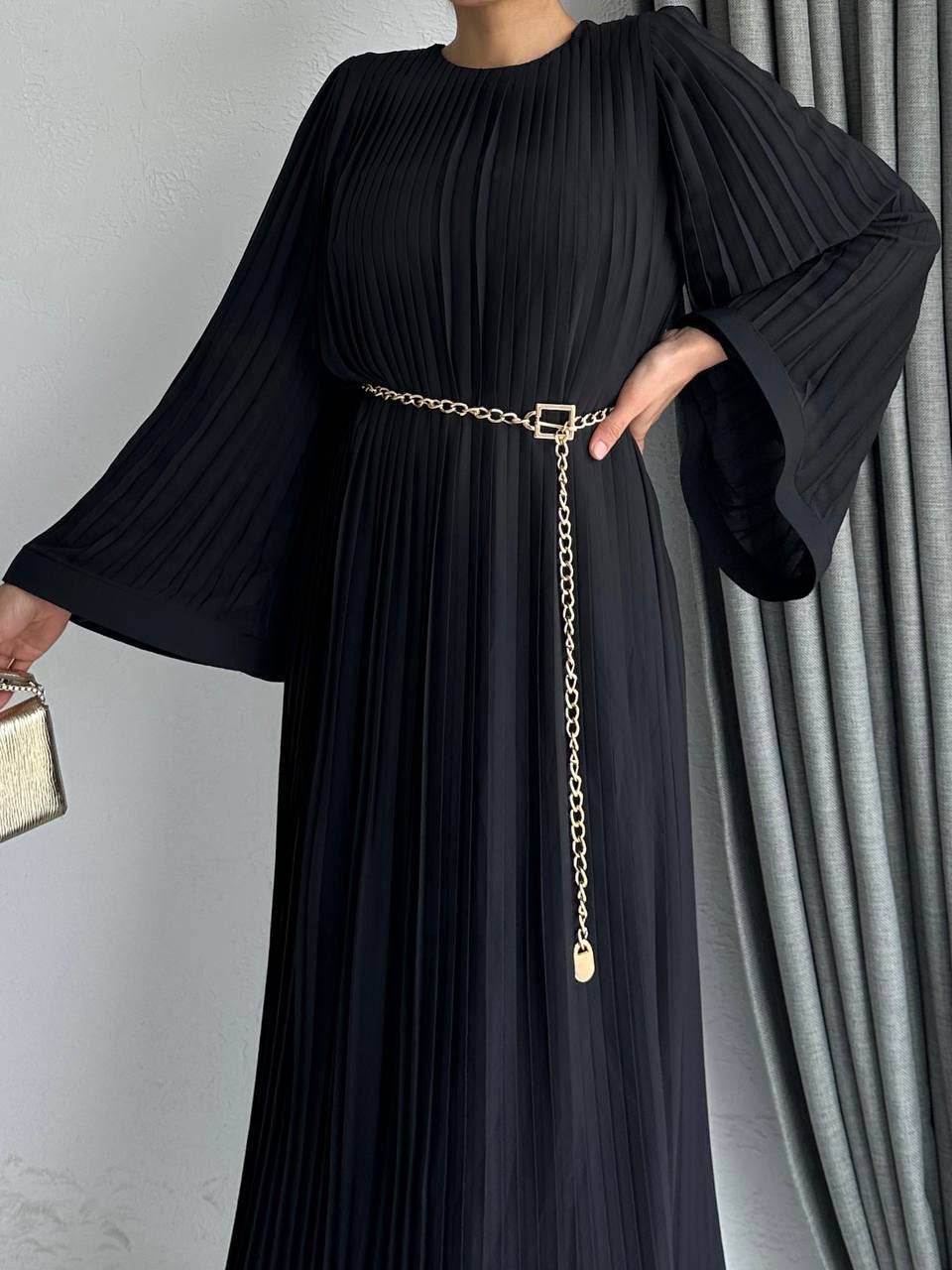 Chiffon Crepe Maxi Dress Dress - Black