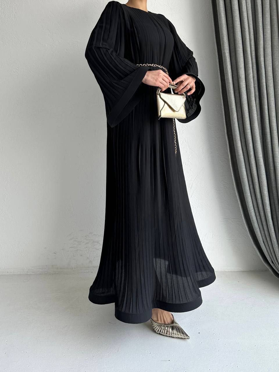 Chiffon Crepe Maxi Dress Dress - Black