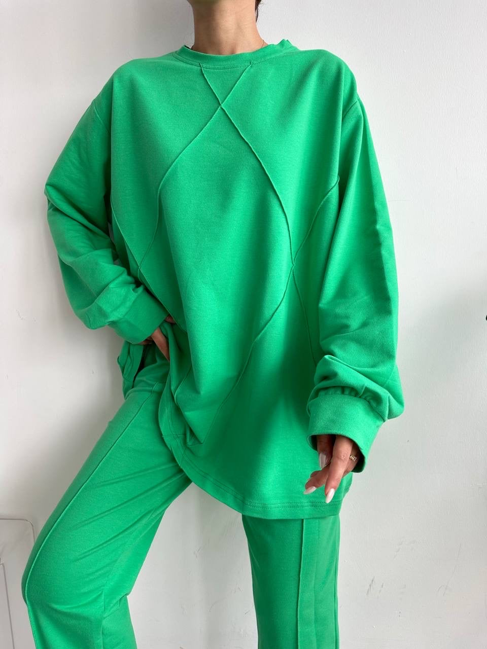 Noura Fleece 2 Piece Set - Green