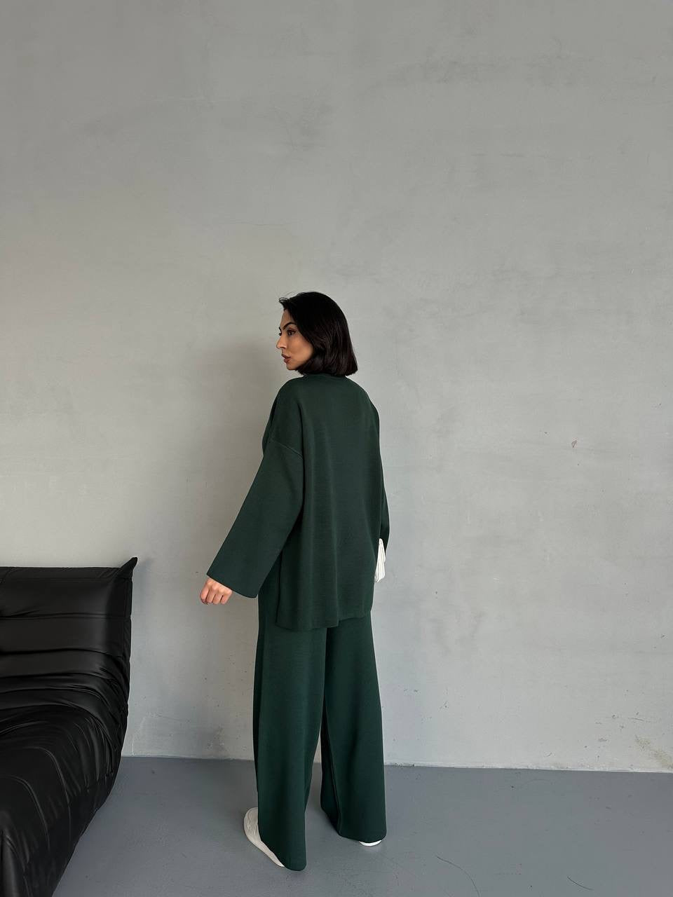 Fleece 2 Piece Knit Set - Emerald Green