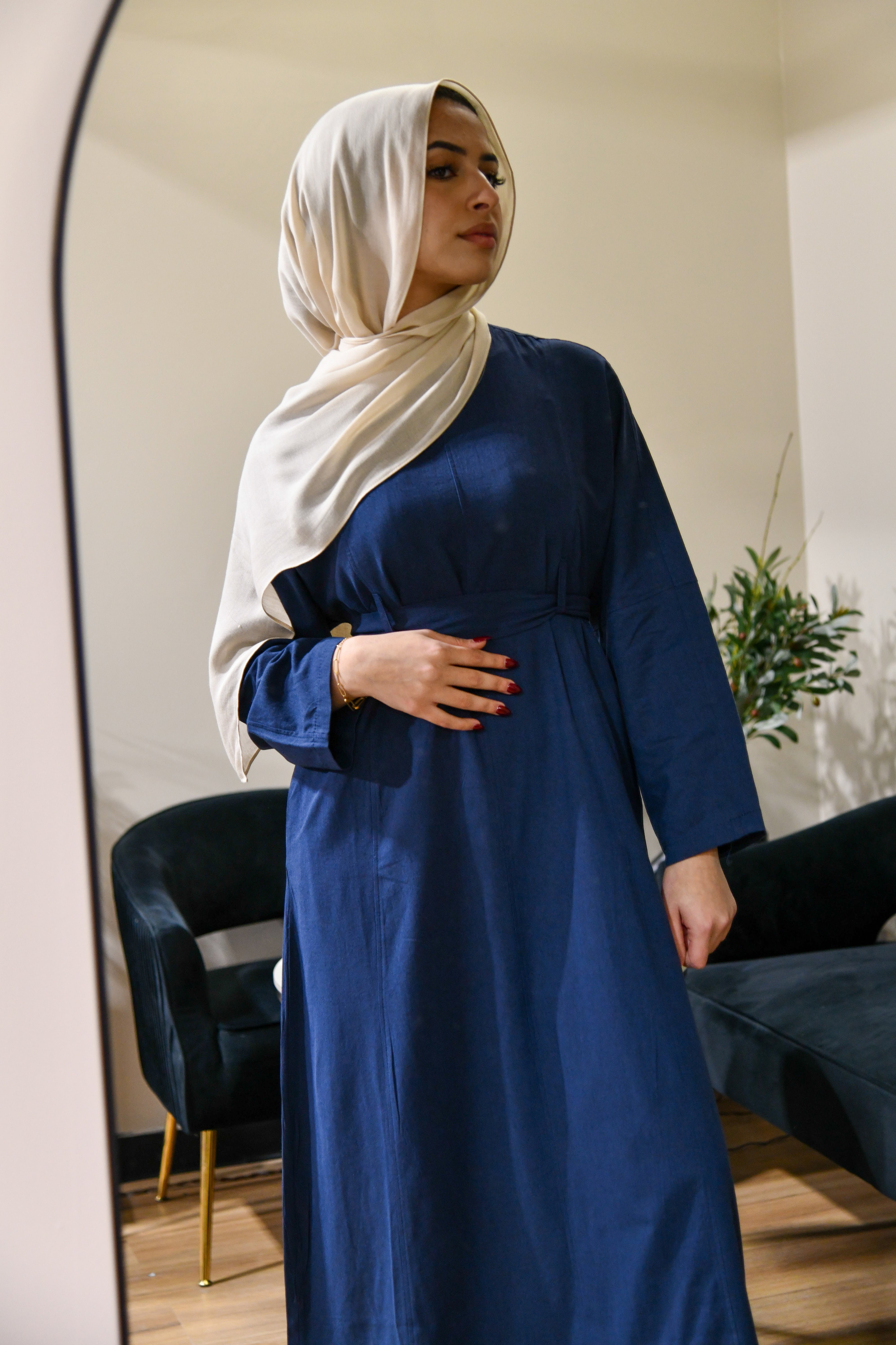 Linen Maxi Dress - Navy