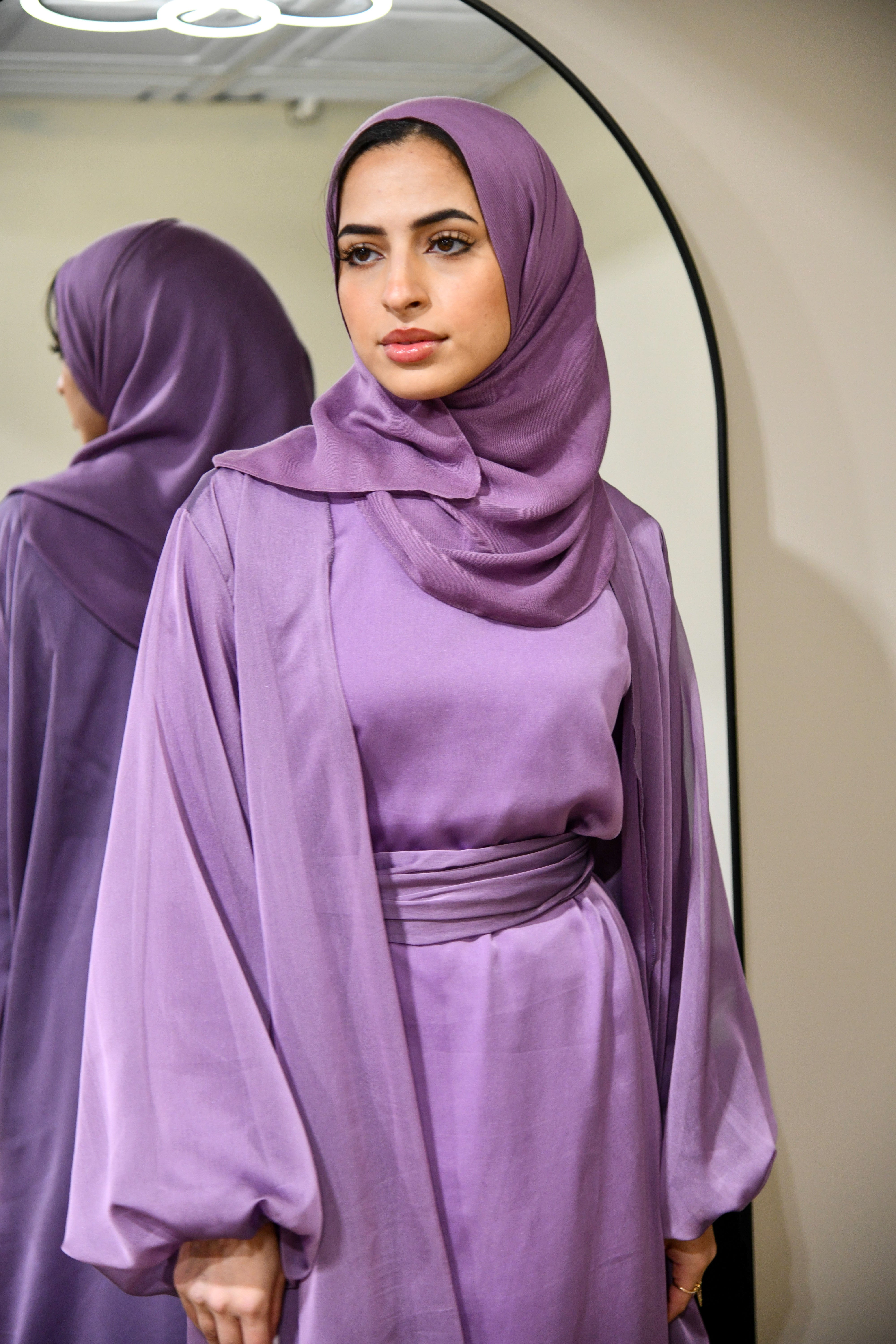 Chiffon Abaya 2 Piece Set - Lilac