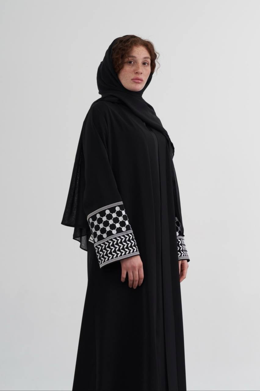 Palestinian Kuffiyah Abaya - Black