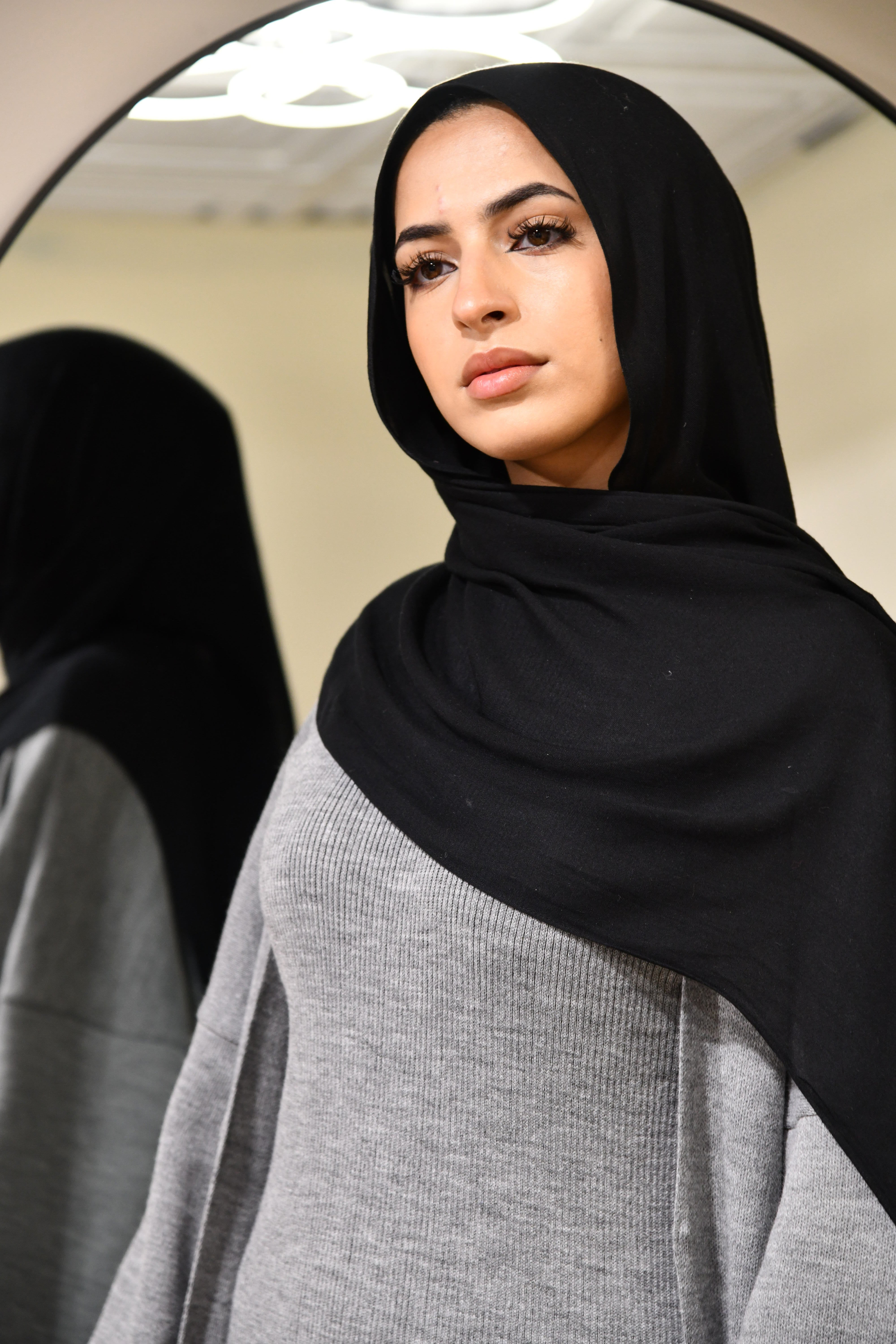 Knitted Abaya 2 Piece Set - Grey