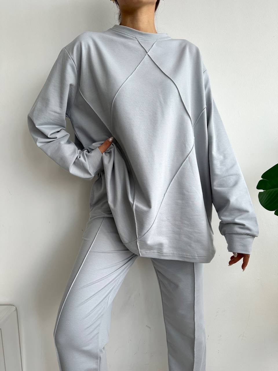 Noura Fleece 2 Piece Set - Grey