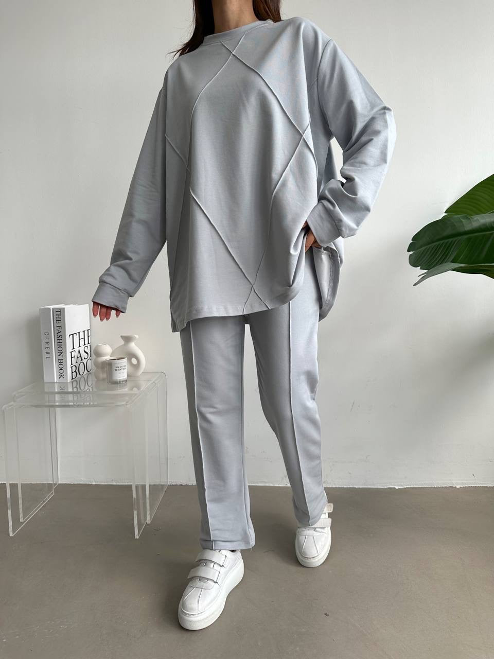 Noura Fleece 2 Piece Set - Grey