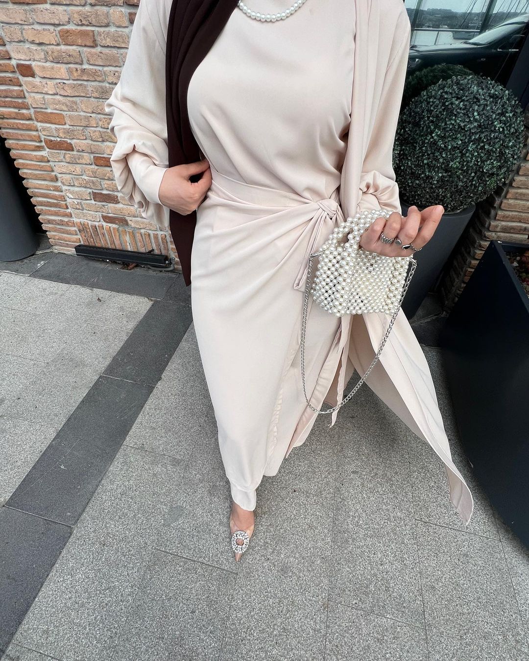 Nesreen 3 Piece Abaya Set - Beige