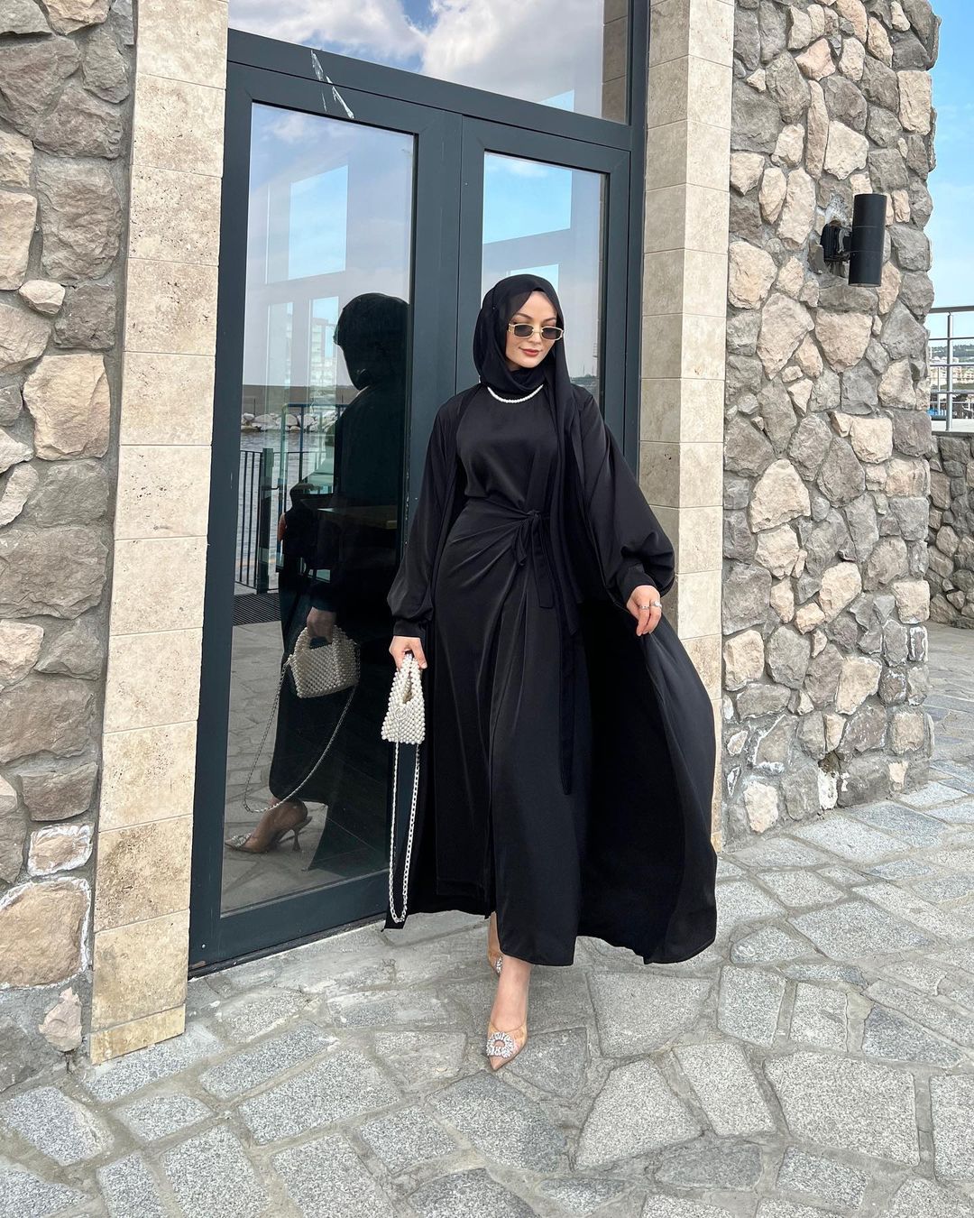 Nesreen 3 Piece Abaya Set - Black