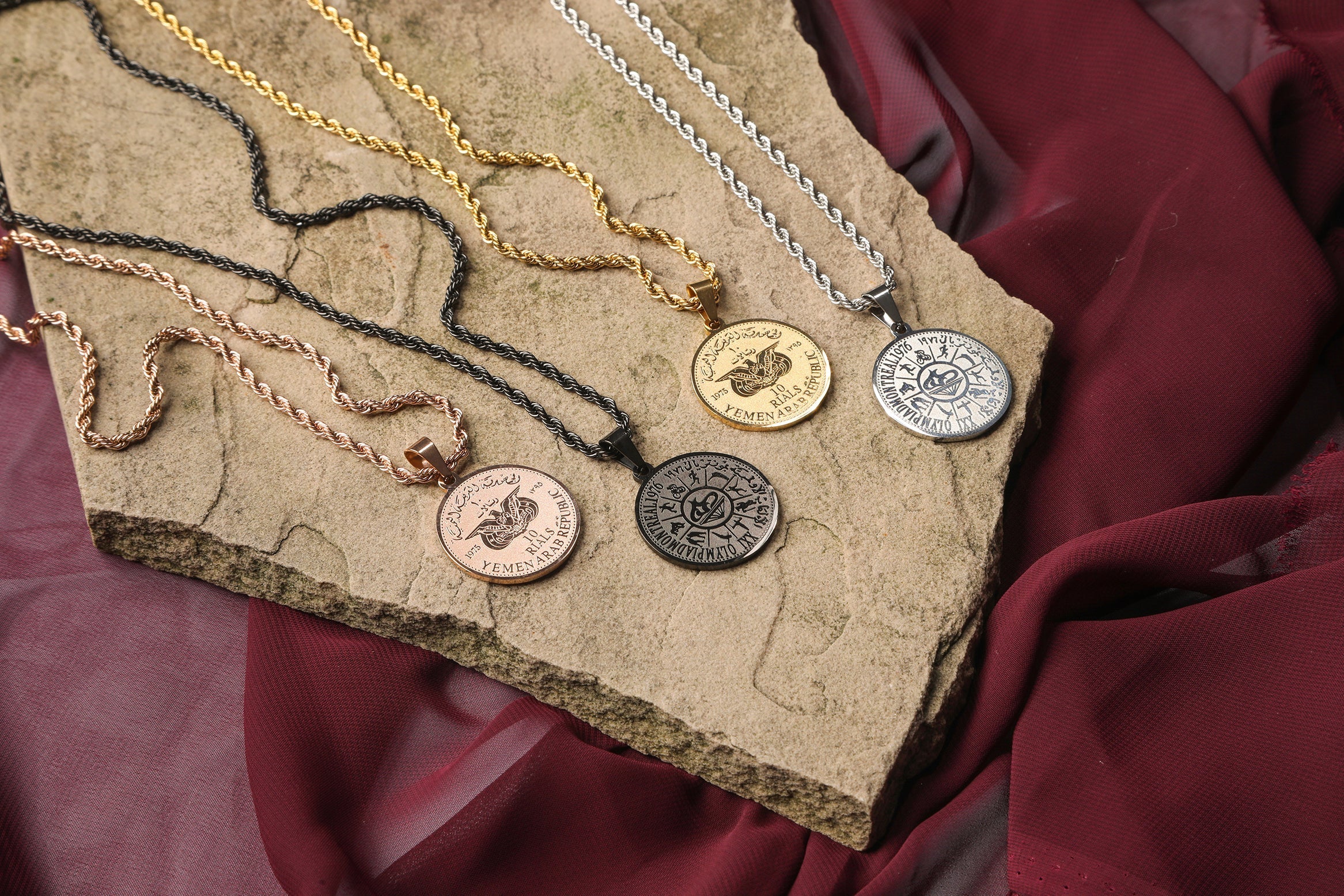 Yemen Historical Coin Pendant Necklace