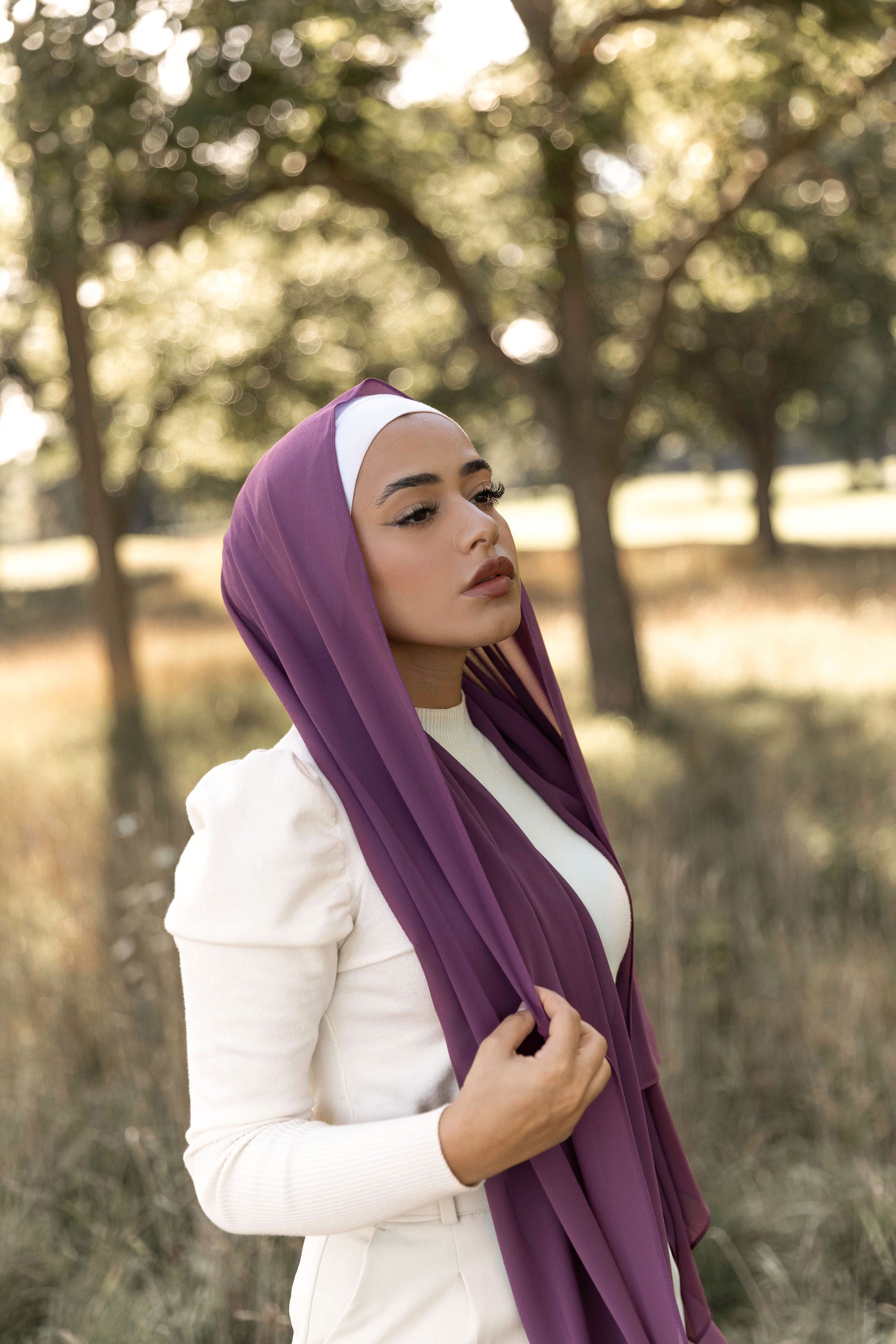 Premium Chiffon Hijab - Plum