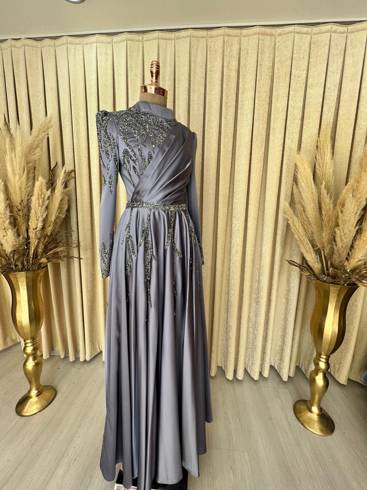 Vers Elegance Evening Gown - Dark Grey